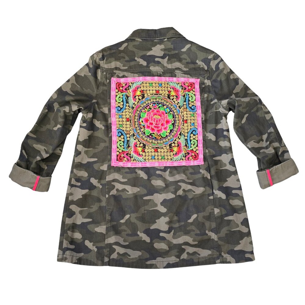 MISSGUIDED Camo Utility Jacket with Embroidered Back – Size 4 - Picture 2 of 11